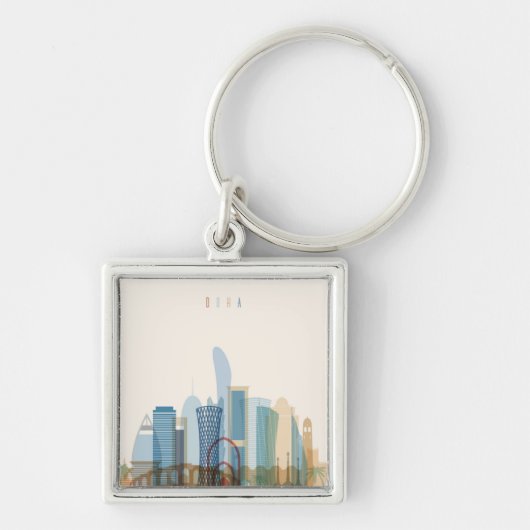 Doha, Qatar | City Skyline Sleutelhanger (Voorkant)