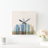 Doha, Qatar | City Skyline Vierkante Klok (Huis)