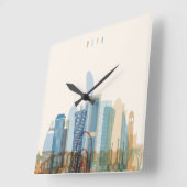 Doha, Qatar | City Skyline Vierkante Klok (Hoek)