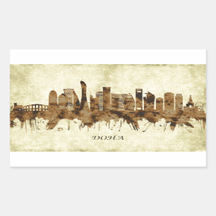Doha Qatar Cityscape Rechthoekige Sticker
