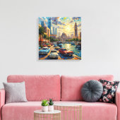 Doha Qatar Corniche Oldtimers Canvas Print Rekbaar (Insitu (Woonkamer))