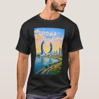 Doha Qatar Illustratie Reis Kunst Vintage