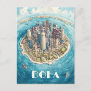 Doha Qatar Reizen Briefkaart