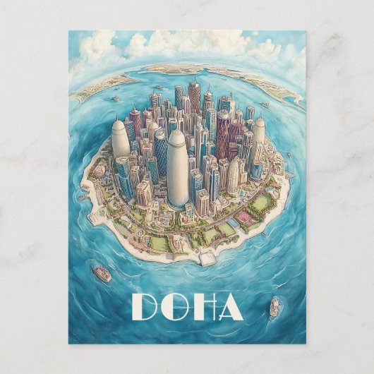 Doha Qatar Reizen Briefkaart (Voorkant)