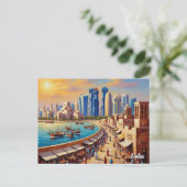 Doha Qatar Reizen Briefkaart (Staand voorkant)