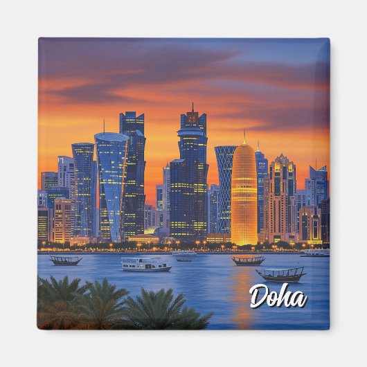 Doha Qatar Reizen Magneet (Voorkant)