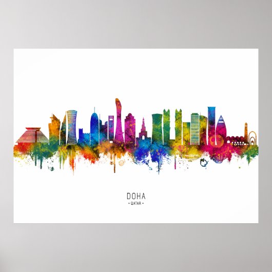 Doha Qatar Silhouet Poster (Voorkant)