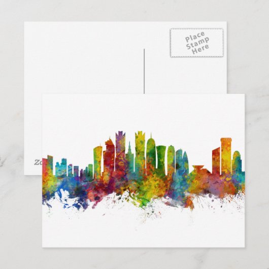 Doha Qatar Skyline Briefkaart (Voorkant / Achterkant)