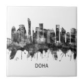 Doha Qatar Skyline BW Tegeltje (Voorkant)