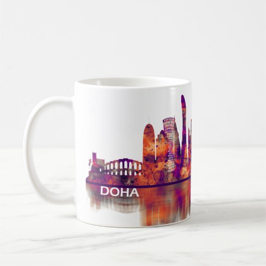 Doha Qatar Skyline Koffiemok (Links)