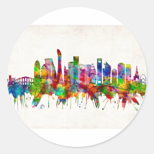Doha Qatar Skyline Ronde Sticker (Voorkant)