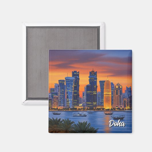 Doha Qatar Travel Magneet (Voorkant / Achterkant)