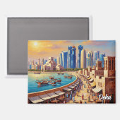 Doha Qatar Travel Magneet (Voorkant / Achterkant)