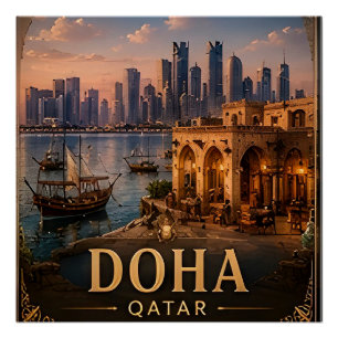 🧲 Doha Qatar Vakantie Aandenken Voor Reizigers 🧲 Perfect Poster