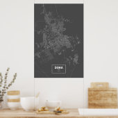 Doha, Qatar (wit op zwart) Poster (Keuken)