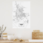 Doha, Qatar (zwart op wit) Poster (Keuken)