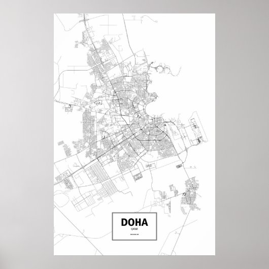 Doha, Qatar (zwart op wit) Poster (Voorkant)