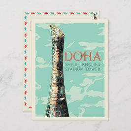Doha Sheikh Khalifa Stadium illustratie Qatar Pos Briefkaart