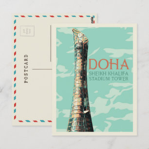 Doha Sheikh Khalifa Stadium illustratie Qatar Pos Briefkaart