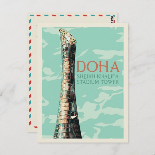 Doha Sheikh Khalifa Stadium illustratie Qatar Pos Briefkaart (Voorkant / Achterkant)