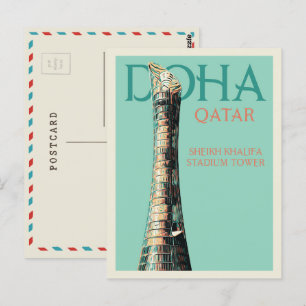 Doha Sheikh Khalifa Stadium illustratie Qatar Pos Briefkaart
