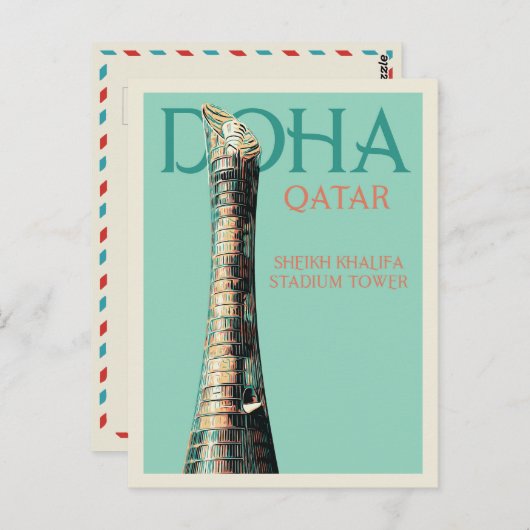 Doha Sheikh Khalifa Stadium illustratie Qatar Pos Briefkaart (Voorkant / Achterkant)