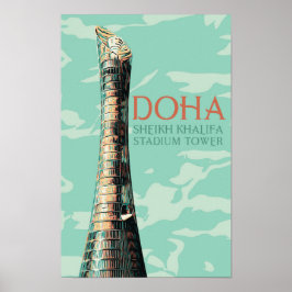 Doha Sheikh Khalifa Stadium illustratie Qatar Poster