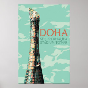 Doha Sheikh Khalifa Stadium illustratie Qatar Poster