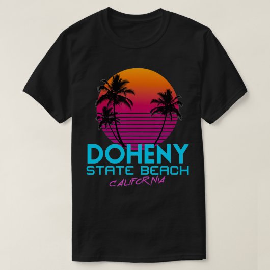 Doheny State Beach California Retro 80s T-shirt (Design voorkant)
