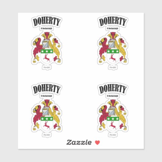 Doherty Crest Ierse vertaling en betekenis (x4) Sticker (Vel)