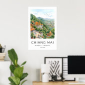 Doi Suthep-tempelprint Chiang Mai Aquarel Kunst Poster (Thuiskantoor)