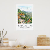 Doi Suthep-tempelprint Chiang Mai Aquarel Kunst Poster (Keuken)