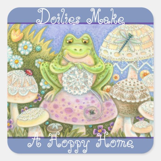 Doilies maken een hapy Home FROG STICKERS vel (Voorkant)