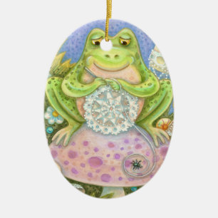 Doilies maken een hoppy Home OVAL ORNAMENT Kikker
