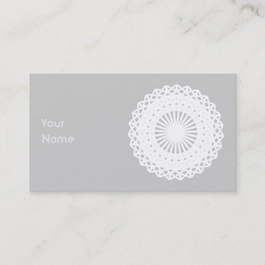 Doily. Afbeelding rond de witte kant. Visitekaartje (Voorkant)