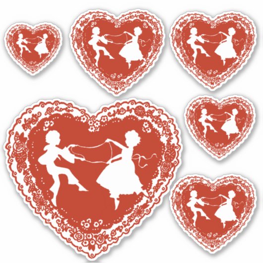  doily hart silhouet, diverse maten sticker (Voorkant)