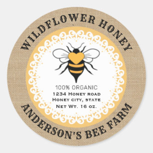 Doily Lace  bijenlinnen honingpot Ronde Sticker