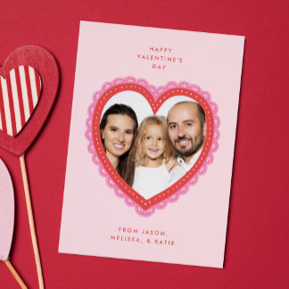 Doily Lace Heart Valentine's Day Photo Feestdagenkaart