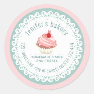 Doily lace Homemade cupcakes and trams Ronde Sticker