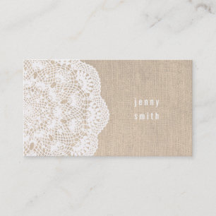 Doily van de jute & van het Kant de Visitekaartjes
