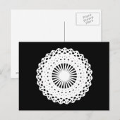 Doily. Witte kant cirkel. Op zwart. Briefkaart (Voorkant / Achterkant)