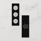 Doily. Witte kant cirkel. Op zwart. Mini Visitekaartje (Voorkant / Achterkant)