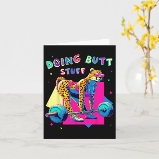 Doing Butt Stuff Cheetah Bodybuilder Gym Grappen M Kaart (Gele Bloem)