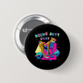 Doing Butt Stuff Cheetah Bodybuilder Gym Grappen M Ronde Button 5,7 Cm (Voorkant /achterkant)
