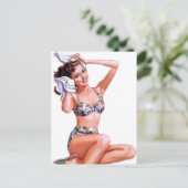 Doing the Do Pin Up Girl Briefkaart (Staand voorkant)
