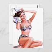Doing the Do Pin Up Girl Briefkaart (Voorkant / Achterkant)