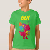 Doinosaur kinderen verjaardagsnaam aangepast perso t-shirt (Voorkant)