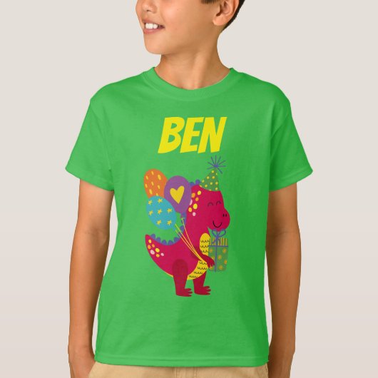 Doinosaur kinderen verjaardagsnaam aangepast perso t-shirt (Voorkant)