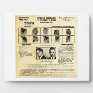 DOJ Identificatiebevel 1217 John Dillinger Fotoplaat