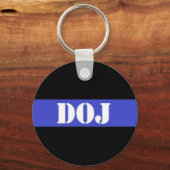 DOJ Thin Blue Line Law Enforcement Sleutelhanger (Voorkant)